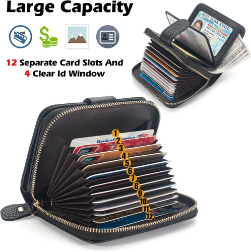 Miniatura 2 de ERDOGLY Estuche organizador de tarjetas de crédito RFID, Negro -, Minimalista
