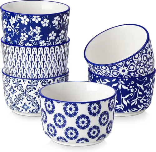 Miniatura 10 de vancasso Selene - Juego de 6 mini ramequines de cerámica de 4 onzas, tazas para hornear aptas para horno para crème brûlée, soufflés, postres