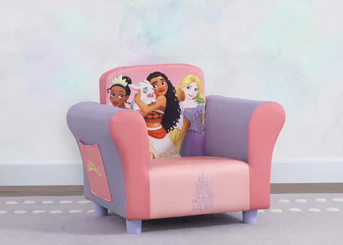 Miniatura 2 de Delta Children Silla tapizada, princesa Disney y caja de juguetes de lujo, princesa Disney