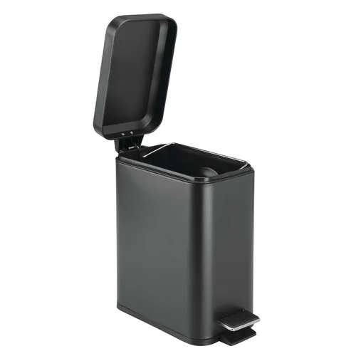 Miniatura 7 de mDesign - Cubo de basura de 1,3 galones de perfil delgado con escalón de metal, papelera, contenedor de basura, baño, tocador, dormitorio, cocina