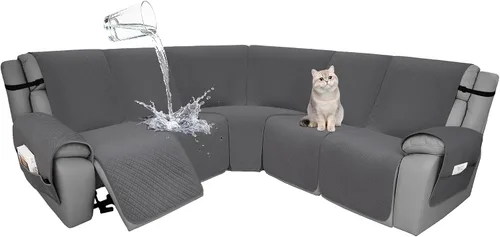 Miniatura 34 de Fundas de terciopelo 10% impermeables para sofá modular reclinable en forma de L, 1 pieza, fundas acolchadas para sofá reclinable esquinero, juego