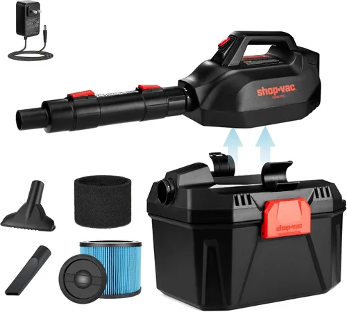Shop-Vac 5430082 - Aspiradora inalámbrica 3 en 1 para húmedo/seco con soplador desmontable, 2 galones y 20 V para automóvil, garaje, taller y lugar