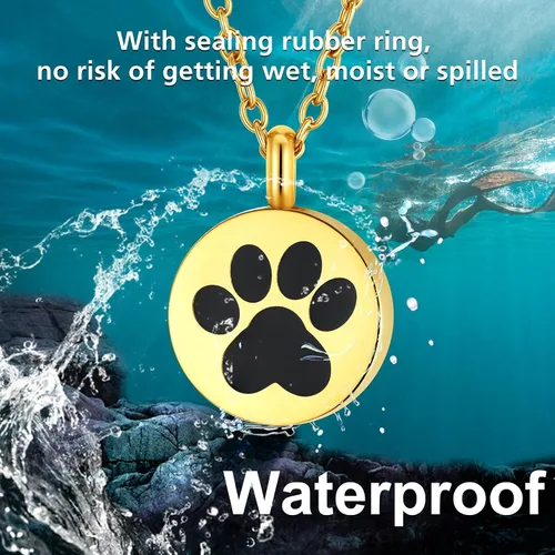 Miniatura 43 de FindChic Collares personalizados con urna para cenizas, barra vertical, gato, luna, reloj de arena, garra de perro, acero inoxidable, chapado en oro