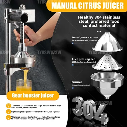 Miniatura 5 de Heavy Duty Stainless Steel Citrus Juicer Manual Press - Commercial Hand Squeezer Pomegranate juice extractor for Lemon Orange Lime Pomegranate High