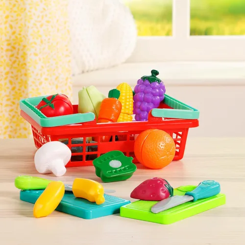 Miniatura 2 de Battat – Juguete de Comida de Juguete para Niños – Juguetes de Cocina para Juegos de Rol de Chef Pretend – Cesta de Productos del Mercado de Rojo