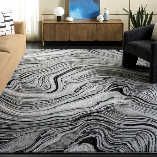 Miniatura 20 de SAFAVIEH Meadow Collection - Alfombra para pasillo, 2 x 7 pies, azul y gris, diseño abstracto moderno, no desprende pelusa y de fácil cuidado, ideal