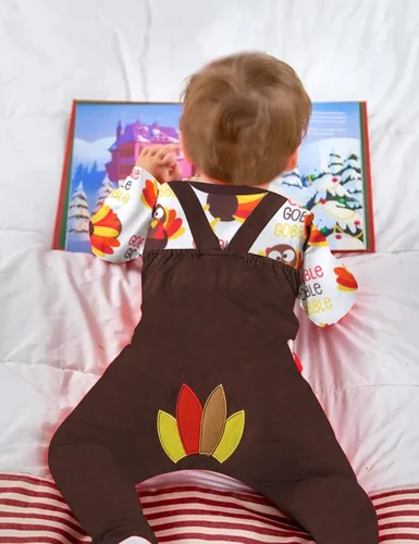 Miniatura 6 de My First Thanksgiving - Conjunto de 2 piezas para bebé, traje de pavo y overol con tirantes