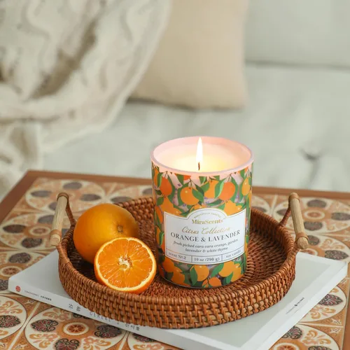 Miniatura 4 de Vela de cítricos, velas perfumadas de naranja y lavanda, velas de verano para el hogar y la cocina, vela perfumada de cera de soja, 10 onzas Pomelo