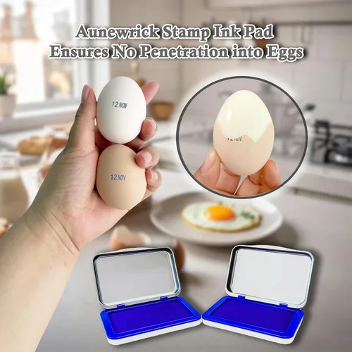 Miniatura 4 de 2 almohadillas de tinta para sello de fecha de huevo, 2.95 x 2.16 pulgadas, para huevos frescos (azul)