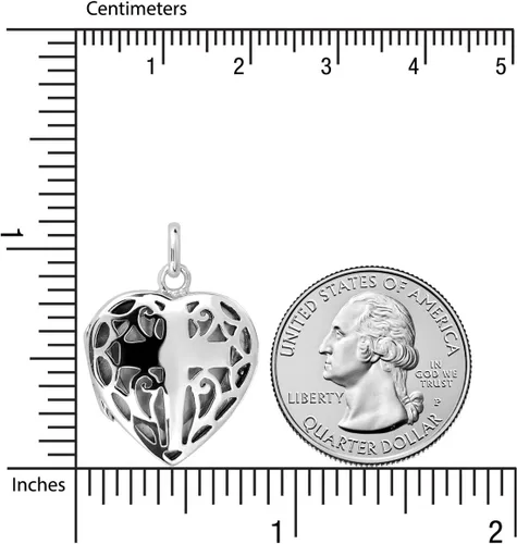 Miniatura 5 de WithLoveSilver - Colgante de plata de ley 925 con forma de corazón y filigrana, Plata esterlina