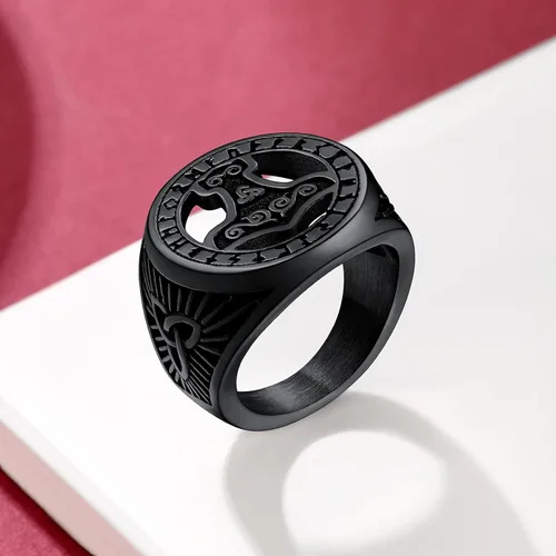 Miniatura 8 de FaithHeart Viking Vegvisir Pirate Compass Anillos, Acero Inoxidable Chapado en Oro de 18K Símbolo nórdico Vintage Joyería Personalizada Personalizada