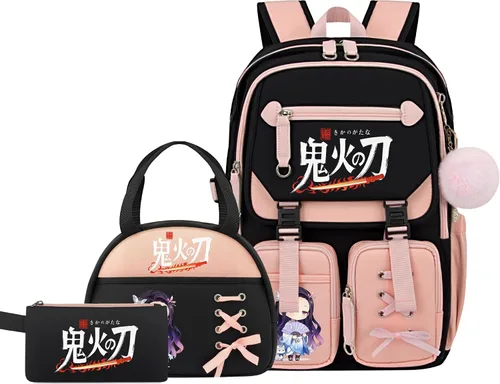 Miniatura 8 de Mochila de anime para niñas con puerto de carga USB 20L, mochila escolar para adolescentes, mochila grande para computadora portátil para viajes uso