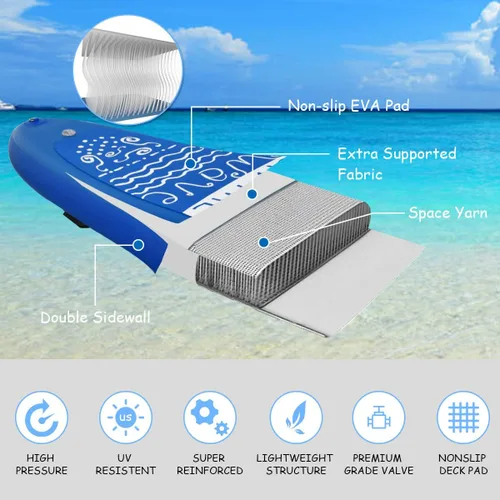 Miniatura 4 de GYMAX Tabla de remo, tabla de remo inflable con accesorios de SUP, aleta extraíble, paleta, bomba, correa y bolsa de transporte, tablas de remo
