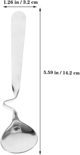 Miniatura 3 de OSALADI 2 cucharas de miel de acero inoxidable con mango curvado de 5.82 pulgadas, cucharaditas multifuncionales para miel, café, leche, mezcla