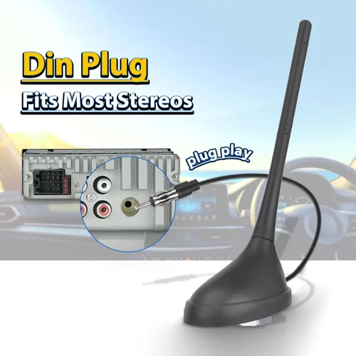Miniatura 3 de Eightwood Antena de radio universal para automóvil, montaje en techo, antena estéreo FM AM con conector macho DIN para vehículo, camión, SUV, radio