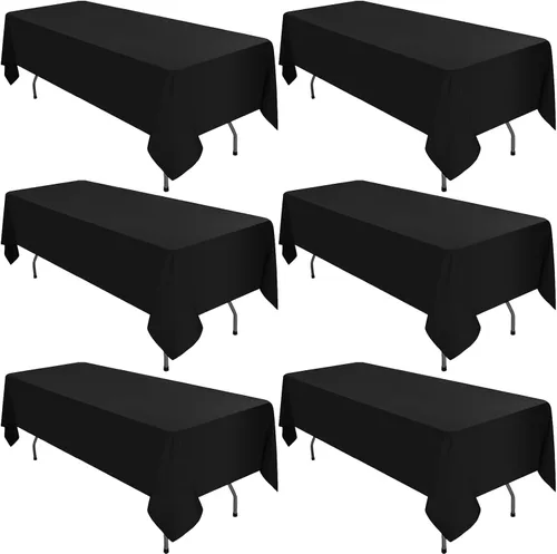 Miniatura 108 de Paquete de 10 manteles de poliéster de 60 x 102 pulgadas, manteles de poliéster beige para mesas rectangulares de 6 pies, resistentes a las manchas