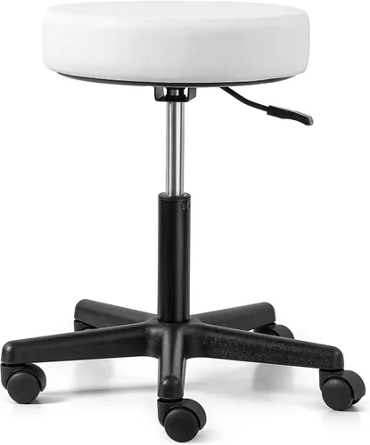 Miniatura 10 de JMU Taburete rodante con ruedas, taburete de asiento grande de cuero de PVC, capacidad de peso de 400 libras, altura ajustable resistente para Azul
