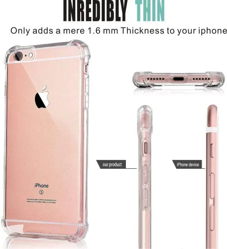 Miniatura 4 de Funda compatible con iPhone SE 2nd 2020 / iPhone SE 3 2022, protector de pantalla delgado, absorción de golpes, esquinas reforzadas, silicona TPU