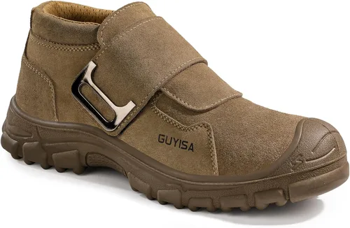 Miniatura 11 de GLANOUDUN - Botas de trabajo de soldadura para hombre, con punta de acero, antideslizantes, zapatos de trabajo indestructibles para hombre, zapatos