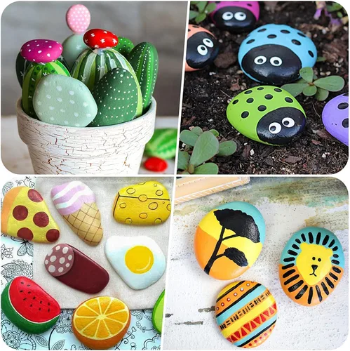 Miniatura 5 de Piedras de Río para pintar, 6 piezas extra grandes de 4.7 a 6.3 pulgadas, piedras planas y lisas para pintar para niños, manualidades, pintura a