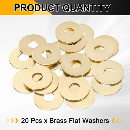 Miniatura 3 de uxcell 20 piezas M8 Arandela plana de latón, arandelas de sello de metal de 24 mm de diámetro interior x 8 mm de diámetro exterior x 1,5 mm
