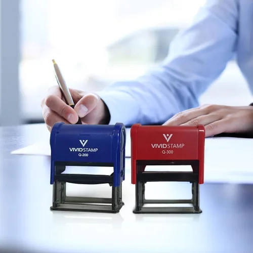 Miniatura 6 de Vivid Stamp Pagado con tarjetas de crédito Sellos de goma autoentintados (tinta roja) - Q-300 Rojo