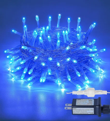 Miniatura 14 de Cadena de 200 luces LED de 98 pies, impermeables con 8 modos con memoria, fuente de alimentación certificada por UL de 30 V para el hogar, jardín
