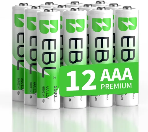 Miniatura 11 de EBL Baterías recargables AAA, 8 unidades, Ni-MH 1100mAh 1.2V Triple A baterías para controles remotos dispositivos electrónicos domésticos