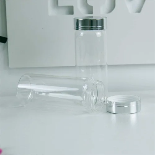 Miniatura 4 de Botella de vidrio transparente de 5.1 fl oz con tapa de aluminio plateado, 6 unidades, adecuada para recepción de cocina, azafrán, té, Plata
