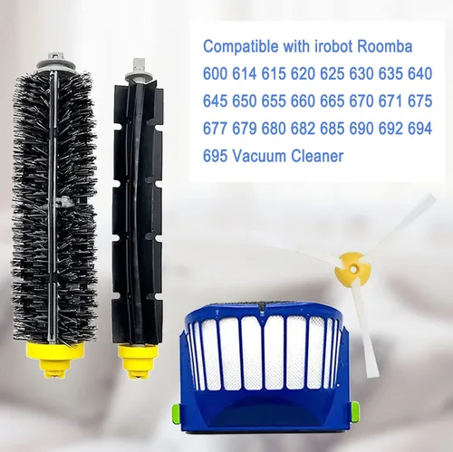 Miniatura 2 de Piezas de repuesto para iRobot Roomba 675 690 680 660 651 650 614 610 595 585 564 552 vacío, kit de reposición 8 filtros, 8 cepillos laterales, 2
