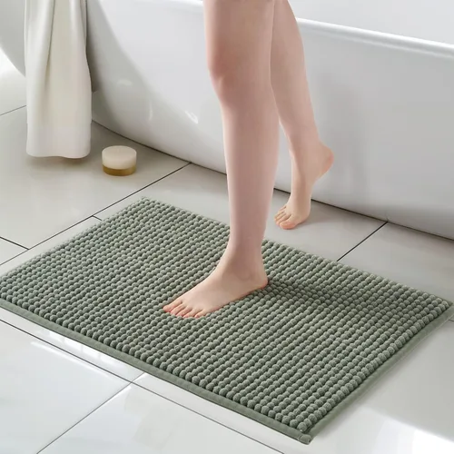 Miniatura 16 de FRESHMINT Alfombra de baño de felpilla gruesa y grumosa, 17"x24", alfombrilla de baño antideslizante, accesorio decorativo suave, linda alfombrilla