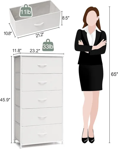 Miniatura 3 de Crestlive Products Torre alta de vestidor para dormitorio, torre de almacenamiento vertical - Cómoda ancha de tela y cajones para armario, pasillo