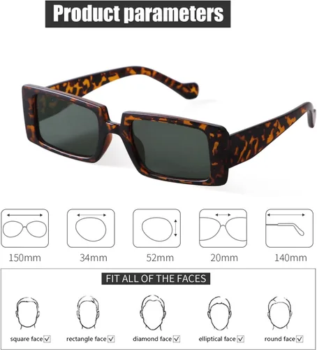 Miniatura 5 de Gafas de sol GIFIORE rectangulares para mujer, gafas de sol modernas estilo retro, gafas con montura ancha y con protección UV400