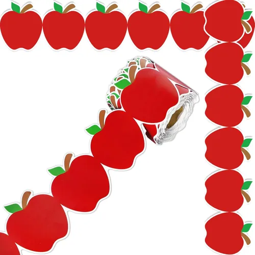 Miniatura 10 de Whaline Tablero de anuncios de regreso a clases, borde de corazón, bordes antiadherentes, rollo de papel rojo para el primer día de escuela