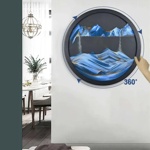 Miniatura 4 de ETULLE Decoración artística de pared, manualidades de vidrio, arena móvil dinámica 3D, imagen de arte de arena en movimiento, paisaje de arena 3D