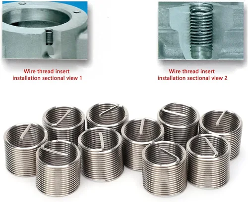Miniatura 5 de Hilitand 10 piezas de insertos de rosca de alambre de acero, kit de enchufe de reparación de rosca de acero inoxidable M18x1.5x1.5D, se puede