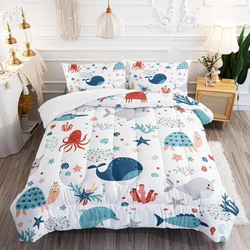 Miniatura 23 de Juego de edredón de unicornio para niñas, juego de ropa de cama de mariposa, juego de edredón de arco iris, tamaño individual con 1 edredón y 2