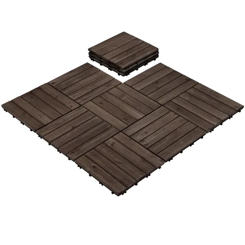 Miniatura 20 de Yaheetech 55 azulejos de terraza de patio entrelazados de madera compuesta de madera para cubierta de pisos de madera de 12 x 12 pulgadas, madera