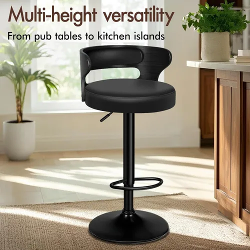 Miniatura 7 de ALFORDSON Juego de 2 taburetes de bar, taburetes de bar giratorios de altura ajustable para encimera de cocina, modernas sillas de bar tapizadas