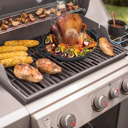 Miniatura 9 de Onlyfire - Asador universal de hierro fundido para pollo, asador de aves de corral pre-sazonado, soporte para cerveza y pavo con bandeja para asar