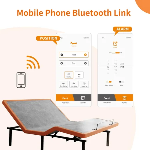 Miniatura 2 de ESHINE Base de cama ajustable Queen – Base ergonómica de cama de gravedad cero, inclinación de pie y cabeza, control por aplicación, control remoto