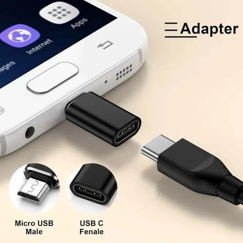 Miniatura 2 de Adaptador micro USB a USB C, paquete de 4 conectores tipo C hembra a micro USB macho, compatible con carga y sincronización de datos para Samsung