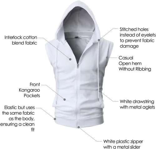 Miniatura 7 de Ohoo Sudadera con capucha para hombre, ajuste delgado, ligera, con cremallera