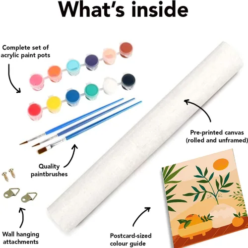 Miniatura 7 de cupmod Paquete de 6 kits de pintura por números para adultos principiantes, Número Boho Acrílico Fácil, DIY Números de Acuarela en Lienzo Sin Marco