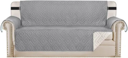 Miniatura 6 de H.VERSAILTEX Funda reversible para silla, protector de muebles antideslizante, resistente al agua, con correas elásticas de 2 pulgadas