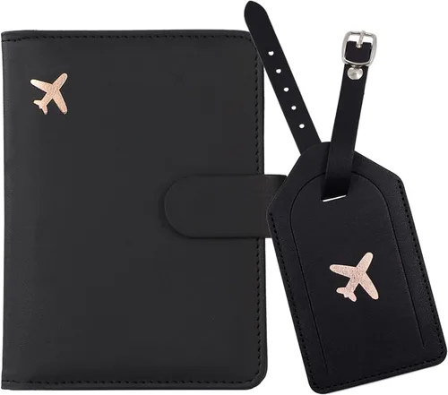 Miniatura 17 de Melsbrinna Rfid - Soporte para pasaporte para mujeres y hombres, juego de etiqueta de maleta de viaje, bonita cartera de pasaporte con ranuras