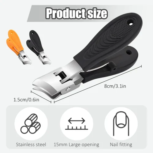 Miniatura 6 de Cortauñas inclinada antisalpicaduras con apertura de mandíbula ancha, cortador de uñas resistente con mango cómodo, perfecto para cortaúñas de pies