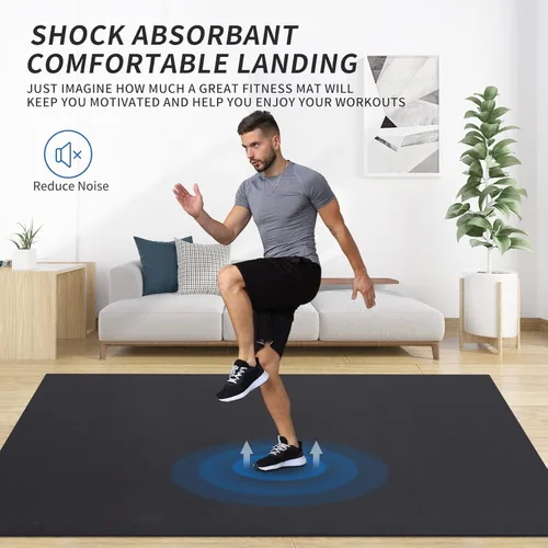 Miniatura 4 de MRO Extra Large Exercise Mat For Home Gym, 8'x4.5'/7'x4.5'/6'x4.5'(7mm) Workout Mats for Gym Flooring, Non-Slip, Extra Thick Durable Cardio Mat
