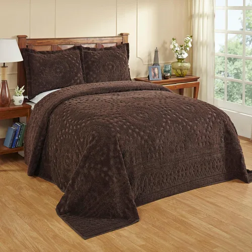 Miniatura 12 de Better Trends 1 colcha de chenilla tamaño matrimonial/doble, ropa de cama de chenilla 100% algodón, patrón de medallón ligero, decoración