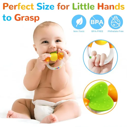 Miniatura 5 de MOONTOY 12 sonajeros para bebés de 0 a 6 meses, juguetes de dentición de 3 a 6 meses, mordedores para bebés recién nacidos, juguetes de 6 a 12
